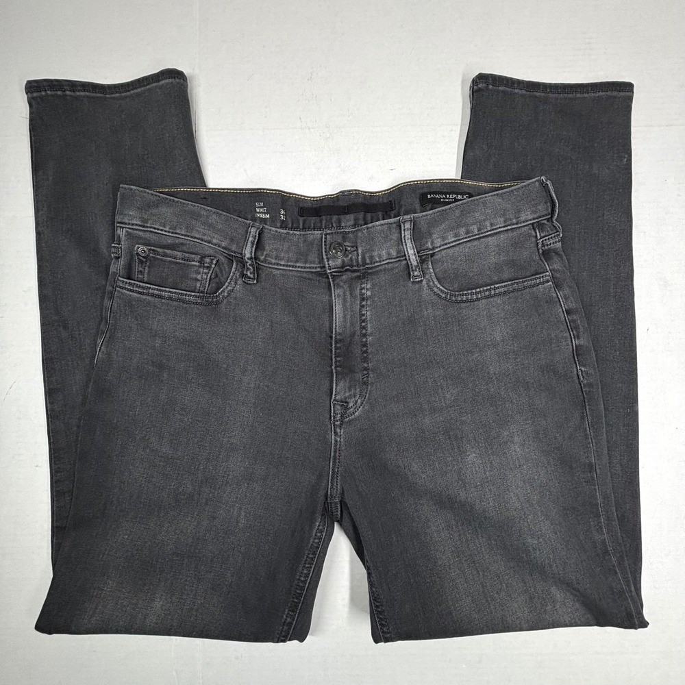 Banana Republic Slim Fit Jeans Faded Black Mens 36x32 Retro Goth Grunge Punk EUC